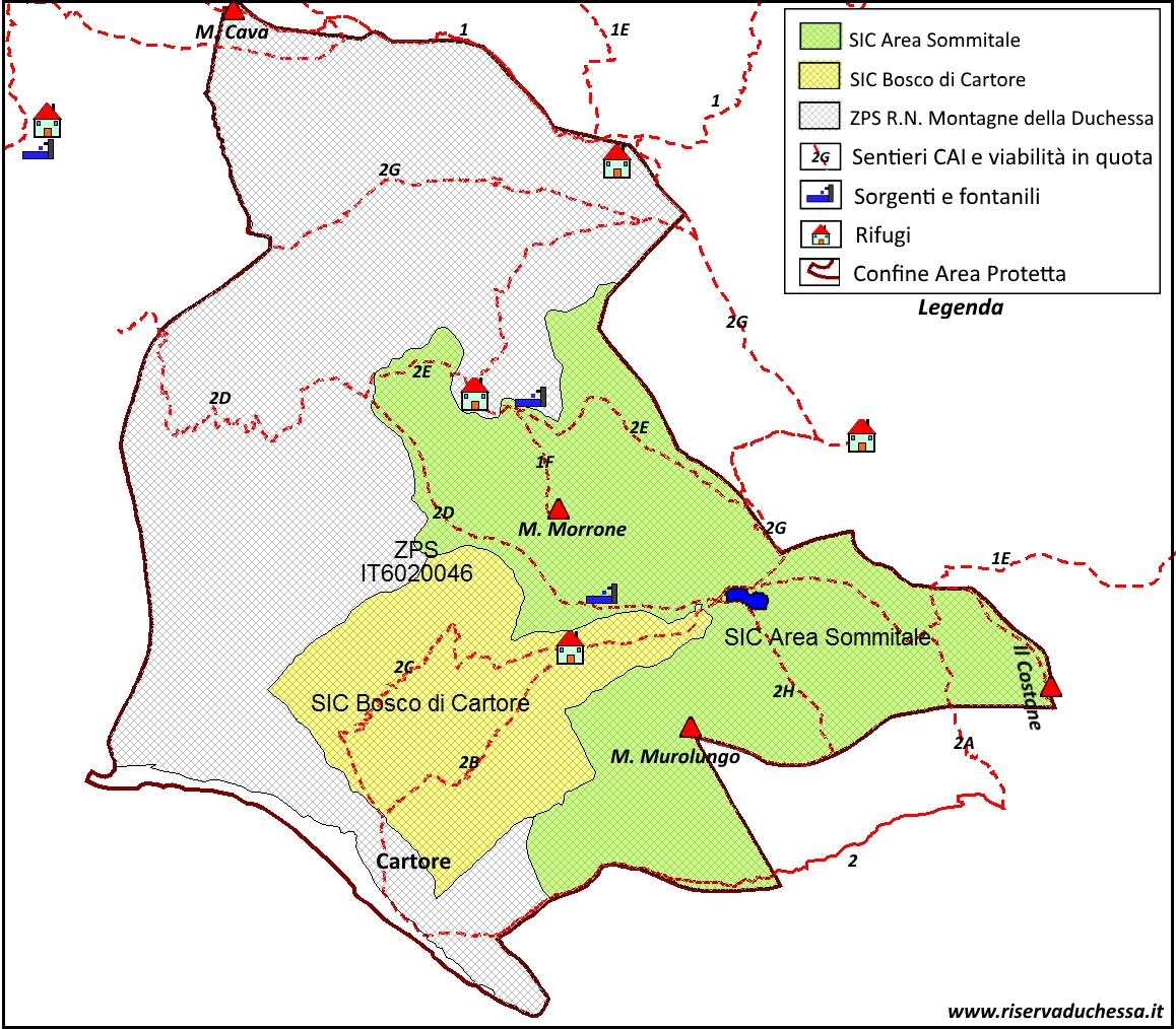 Mappa SIC e ZPS Riserva Naturale Montagne della Duchessa