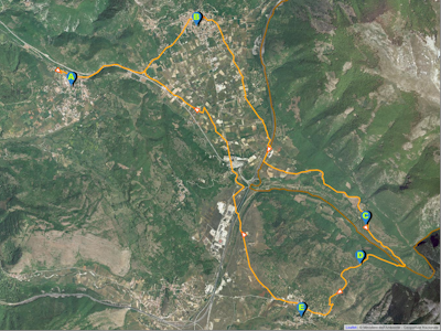 Mappa giro della Snata: Borgorose - Corvaro - Cartore - Santa Anatolia -  Borgorose
