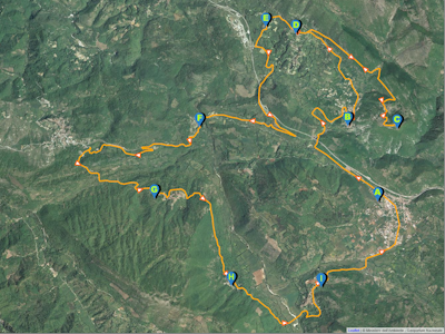 Mappa giro  Borgorose -Castelmenardo - San Mauro - Collemaggiore  - Civitella - Nesce 
			-  Villerose - Borgorose